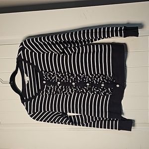 Pendleton MP navy blue/white striped ruffled cardigan